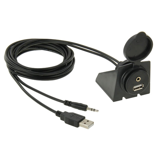 2m USB 2.0 & 3.5mm Extension Cable with Flush Mount