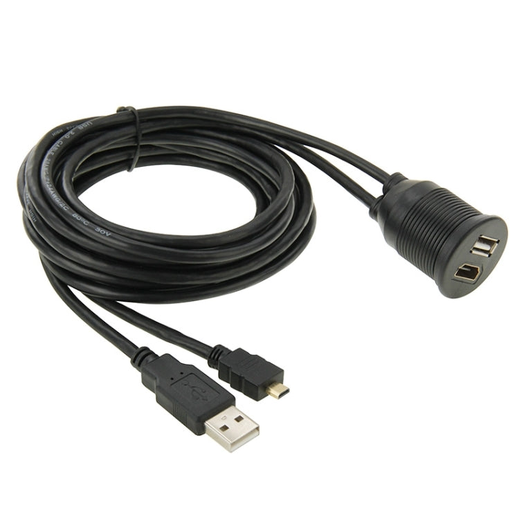 USB 2.0 & Micro HDMI (Type-D) Male to USB 2.0 & HDMI (Type-A) Female Adapter Cable with Car Flush Mount, Length: 2m                                     ...