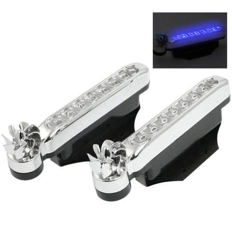 2 lampadine a LED da 8 pezzi, luci decorative per auto alimentate dal vento, Blue LED, White LED