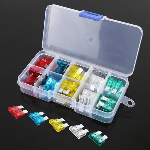 Set de 50 fusibles à lame 10A / 15A / 20A / 25A / 30A par véhicule, 50 PCS
