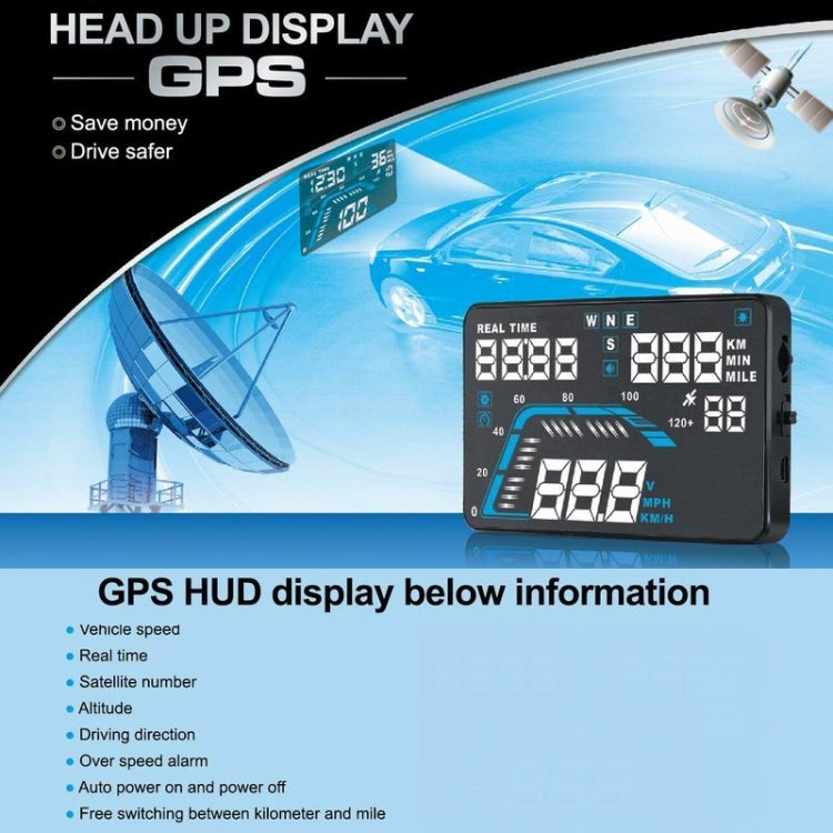 Q7 5.5 inch Car GPS HUD Vehicle-mounted Head Up Display Security System, Support Speed & Real Time & Altitude & Over Speed Alarm & Satellite Number, etc...