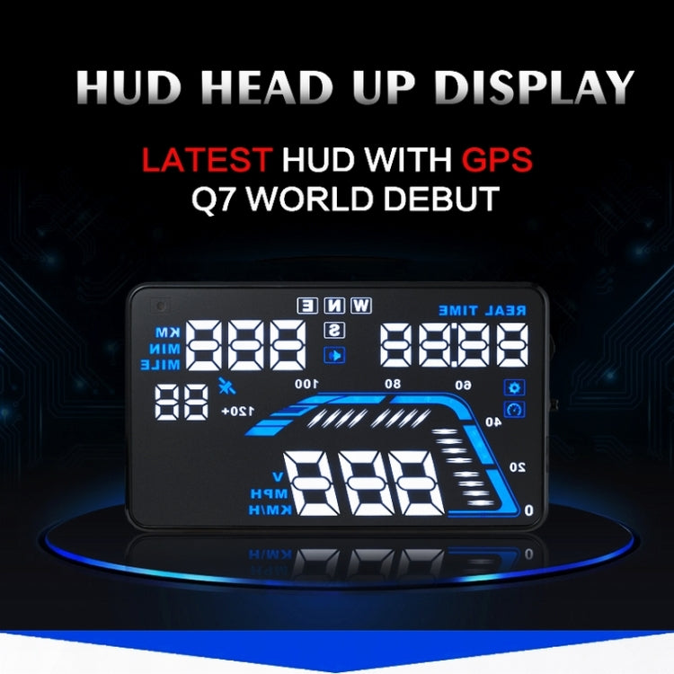 Q7 5.5 inch Car GPS HUD Vehicle-mounted Head Up Display Security System, Support Speed & Real Time & Altitude & Over Speed Alarm & Satellite Number, etc...