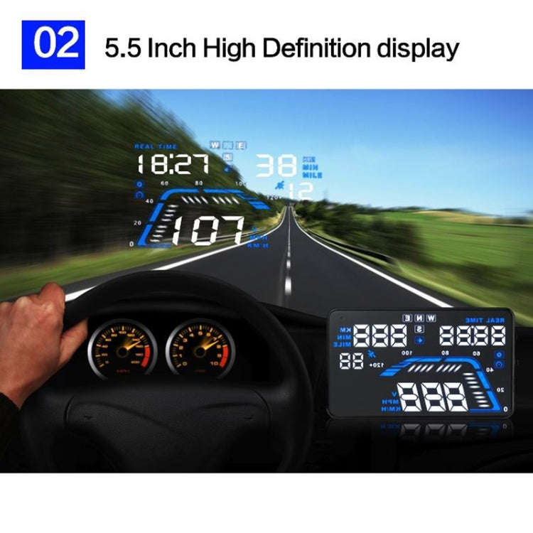 Q7 5.5 inch Car GPS HUD Vehicle-mounted Head Up Display Security System, Support Speed & Real Time & Altitude & Over Speed Alarm & Satellite Number, etc...