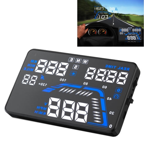 Q7 HUD GPS pour voiture de 5,5 pouces Système de sécurité Affichage tête haute monté sur le véhicule, support pour la vitesse, le temps réel, l'altitude, alarme de vitesse rapide et numéro satellite, etc., Q7