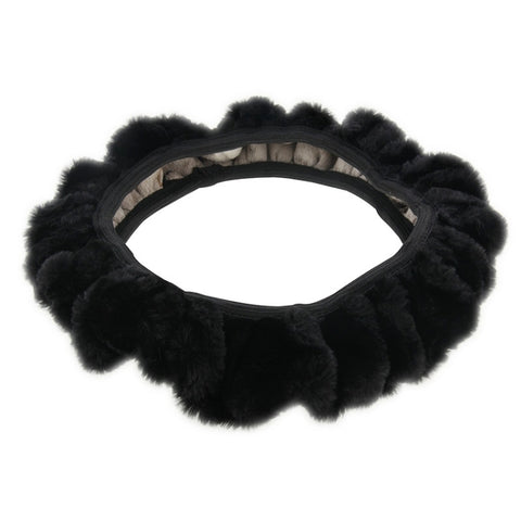 Coprivolante invernale per auto universale in morbido peluche corto, diamètre esterno : environ 25-35 cm, diamètre extérieur : environ 25-35 cm (noir), diamètre extérieur : environ 25-35 cm (or)