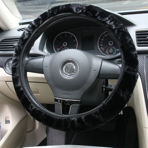 Coprivolante invernale per auto universale in morbido peluche corto, diamètre esterno : environ 25-35 cm, diamètre extérieur : environ 25-35 cm (noir), diamètre extérieur : environ 25-35 cm (or)