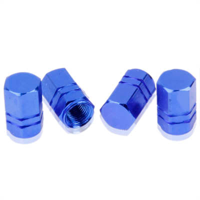 Cappucci pour tige de valve pneumatique en aluminium anodisé bleu 4 pz, Aluminium anodisé