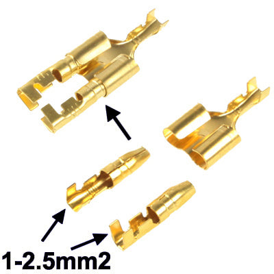 Terminale à sertir fait à partir de 100 pièces femelles à 2 connecteurs masqués à force, dimensions cavo: 1-2,5 mm2 (100 pièces dans une connexion, le prix est pour 100 pièces), Femelle à 2 x Mâle