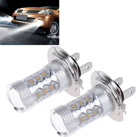 2 PZ H7 800 Lumen 80W 16-3535-LED 6000K Fendinebbia LED pour voiture à lumière blanche, DC 12-24V, H7 80W