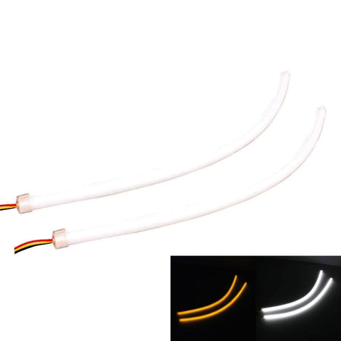 2 pièces 4.5W 270LM 6500K 597-577nm blanc + jaune tube LED câble lumière de marque diurne DRL lampe stéréo, DC12V, lampe longue: 45 cm, 4.5W 270LM
