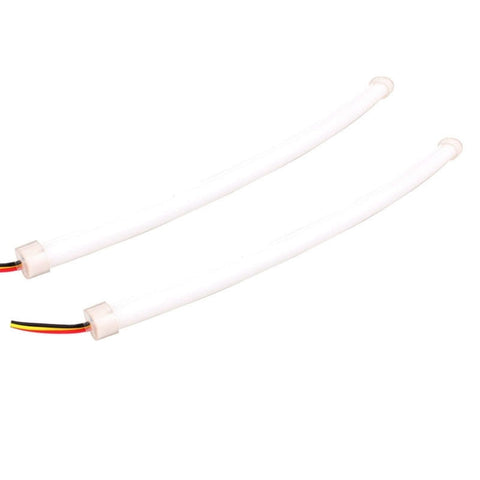 2 pièces 3W 180LM 6500K 597-577nm blanc + jaune tube LED câble lumière de fête diurne DRL lampe stéréo, DC12V, lampe longue: 30 cm, 3W 180LM