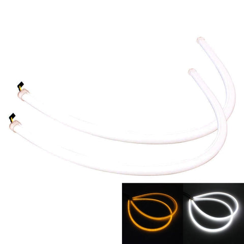 2 pièces 6W 360LM 6500K 597-577nm blanc + tube jaune LED câble de lumière de mariage diurne DRL lampe stéréo, DC12V, longueur de la lampe: 60 cm, 6W 360LM