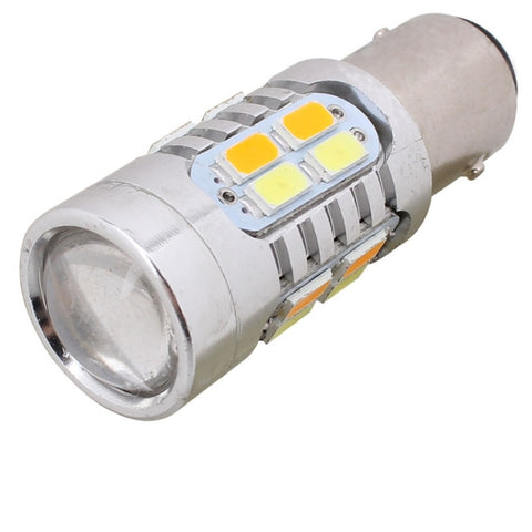 2 pièces 1157/BAY15D 10W 700LM jaune + Luce Bianca 20-LED SMD 5630 Lampadina Luce Freno Auto, courant constant, DC 12-24V, 1157