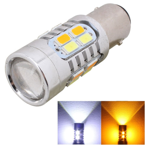 2 pièces 1157/BAY15D 10W 700LM jaune + Luce Bianca 20-LED SMD 5630 Lampadina Luce Freno Auto, courant constant, DC 12-24V, 1157
