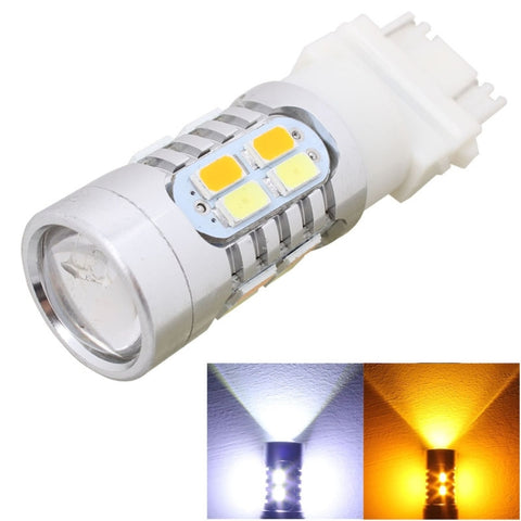 2 pièces T25 10W 700LM jaune + Luce Bianca Doppi Fili 20-LED SMD 5630 Lampadina Luce Freno Auto, Corrente Costante, DC 12-24V, T25 double fils