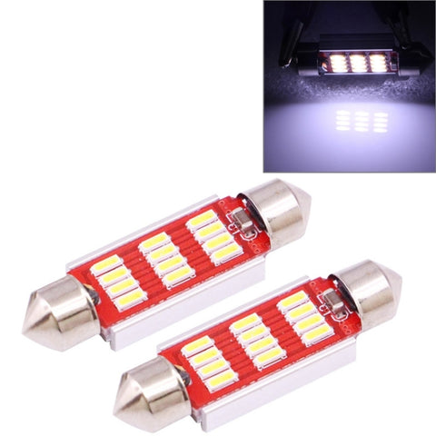2 pièces 39mm 3,5W 180LM Lumière blanche 12 LED SMD 4014 CANBUS Lampe de lecture de voiture, 3,5W 39mm