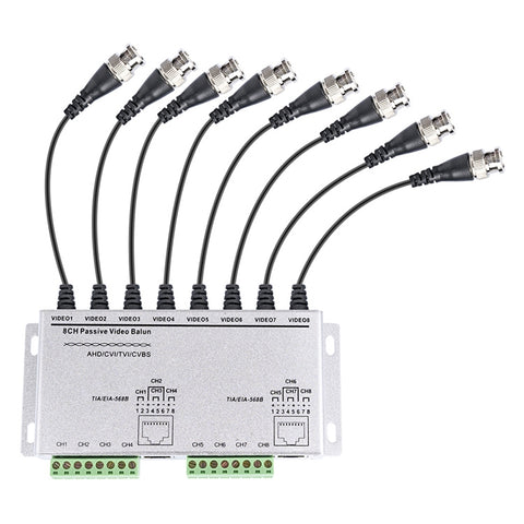 Balun Video Passivo 8 Canali per CCTV su Doppini Intrecciati UTP