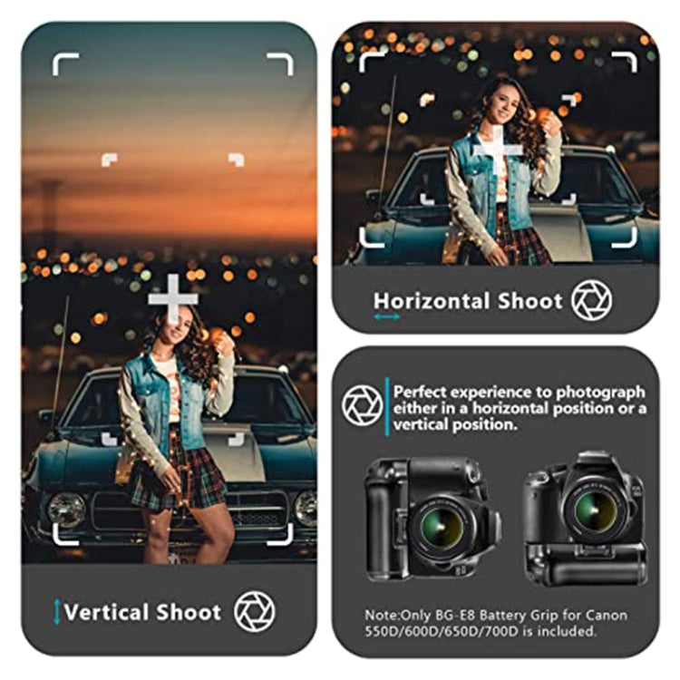 Impugnatura portabatteria per Canon EOS 550D con due portabatterie, For Canon EOS 550D