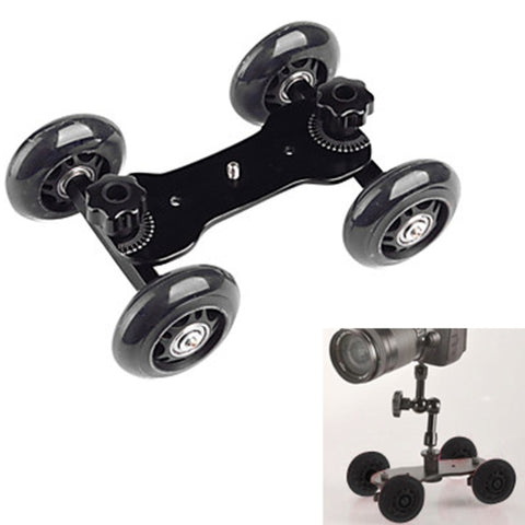 DEBO Carrello per fotocamera di prima generazione / Carrello da pavimento Video Slider Track Dolly Car per fotocamera DSLR / videocamere, Black