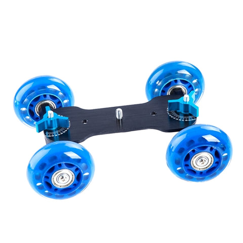 DEBO Carrello per fotocamera di prima generazione / Carrello da pavimento Video Slider Track Dolly Car per fotocamera DSLR / videocamere, Blue