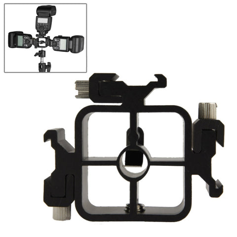XF0003 Supporto per supporto luce con staffa per supporto flash con adattatore per attacco hot shoe a tripla testa, Square Triple Heads Bracket