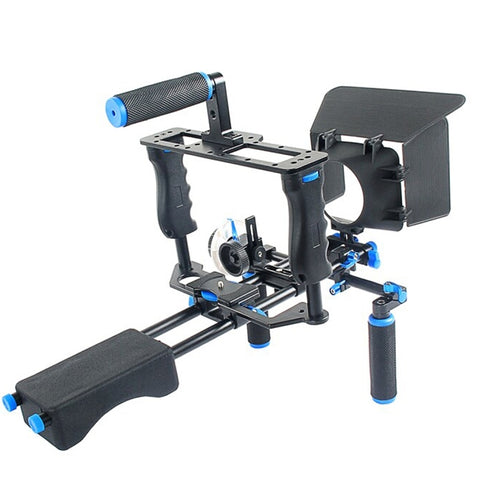 YELANGU YLG1103A-A Supporto a spalla per fotocamera con doppia maniglia + Kit stabilizzatore gabbia per fotocamera con scatola opaca per fotocamera DSLR/videocamera