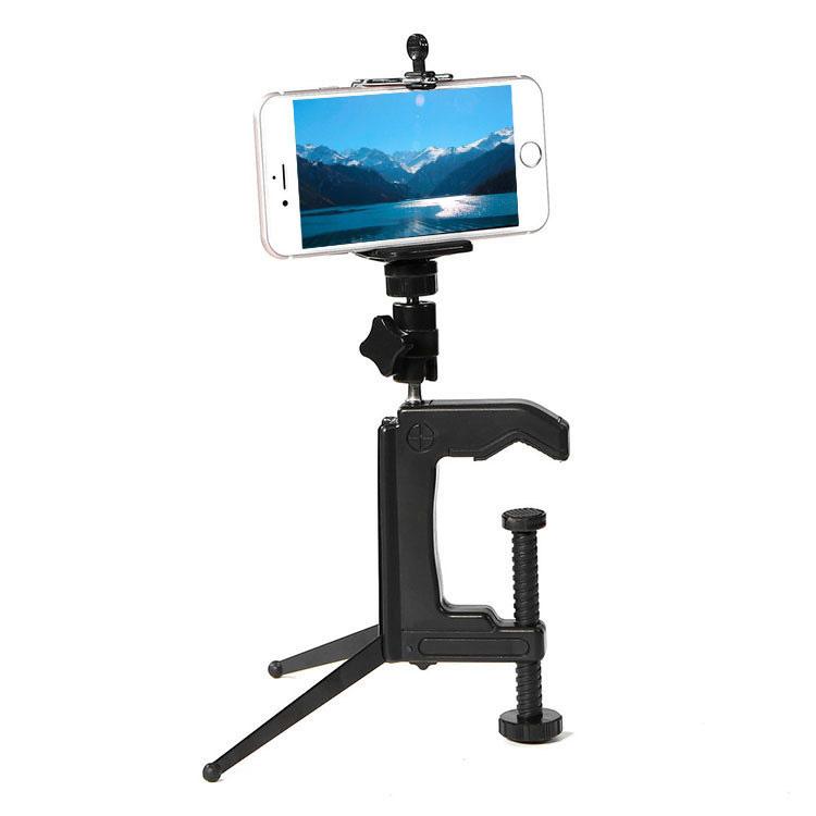 Supporto da tavolo con morsetto fisso con adattatore per treppiede per GoPro Hero11 Black / HERO10 Black /9 Black /8 Black /7 /6 /5 /5 Session /4 Session /4 /3+ /3 /2 /1, DJI Osmo Action e altroAction camera, dimensioni del morsetto: 1 - 6 cm, Table Clamp