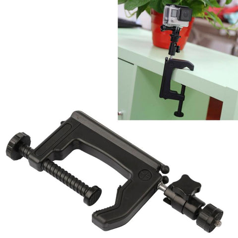 Supporto da tavolo con morsetto fisso con adattatore per treppiede per GoPro Hero11 Black / HERO10 Black /9 Black /8 Black /7 /6 /5 /5 Session /4 Session /4 /3+ /3 /2 /1, DJI Osmo Action e altroAction camera, dimensioni del morsetto: 1 - 6 cm, Table Clamp