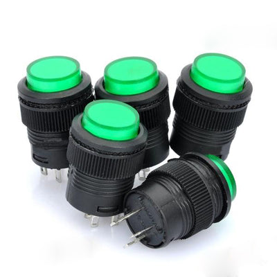 Interrupteur à impulsion automatique R16-503 de 16 mm à 4 broches avec indicateur (5 pièces dans une connexion, le prix est pour 5 pièces), 16 mm autobloquant