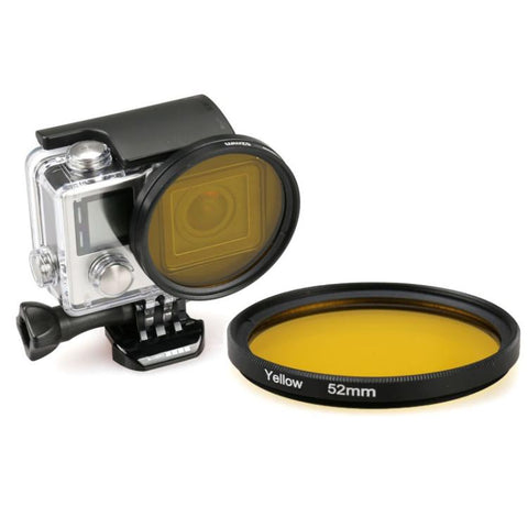 Filtre pour lentilles UV a colori a cerchio tondo da 52 mm pour GoPro HERO 4/3+, lentille UV (jaune), lentille UV (rouge)
