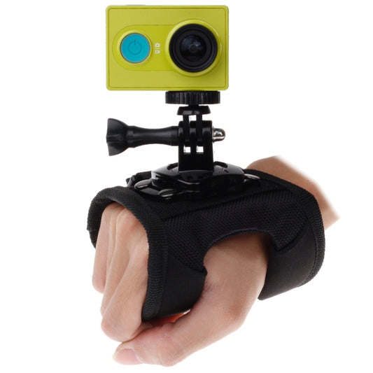 Supporto per cinturino da polso con cinturino stile guanto con rotazione a 360 gradi con vite e adattatore per fotocamera Xiaomi Yi Sport / GoPro Hero4 / 3+ / 3/2/1, dimensioni: 45 cm x 11 cm, Glove Style Strap