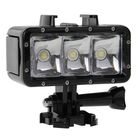 Luce video impermeabile 30M Torcia a 3 modalità con supporto base e vite per GoPro Hero11 Black / HERO10 Black / HERO9 Black /HERO8 / HERO7 /6 /5 /5 Session /4 Session /4 /3+ /3 /2 /1, Insta360 ONER, DJI Osmo Action e altre action camera, 30M Waterproof