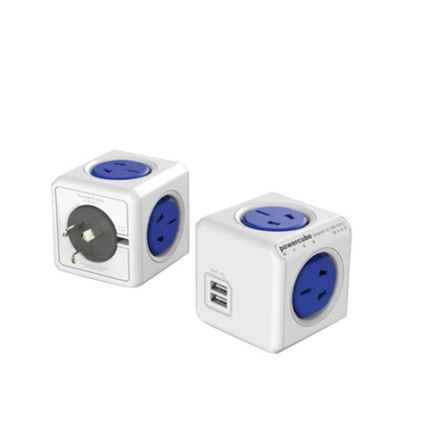 Prise de courant adaptateur de réseau universel PowerCube 10A avec 4 prises US/AU et 2 portes USB pour bureau domestique, prise AU, couleur décontractée, avec 2 ports USB