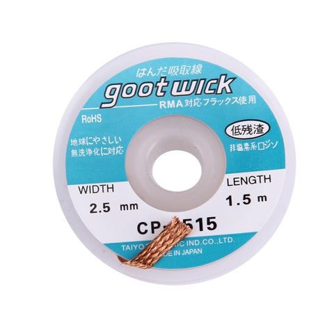 Goot Wick/stoppino dissaldante 2515 (larghezza: 2,5 mm, lunghezza: 1,5 m), 2.5mm