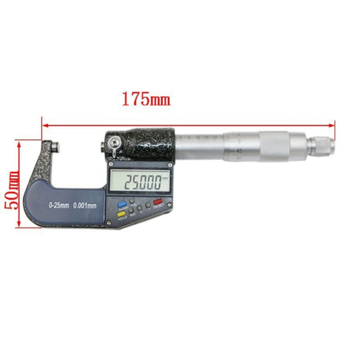 Micromètre numérique électronique de 25 mm (1 pouce) (risolution 0,001 mm), 0-25 mm
