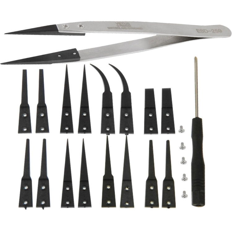 9-in-1 Anti-Static Tweezers Set with Cross Screwdriver