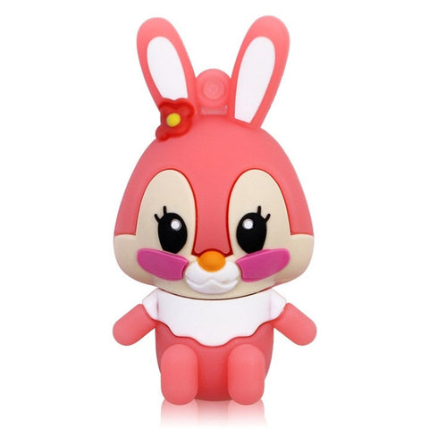 Disco flash USB 2.0 in silicone stile coniglietto di cartone animato, speciale per tutti i tipi di regali per il giorno del festival, rosa (16 GB), 2GB, 4GB, 8GB, 16GB