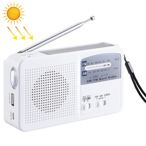 Torcia LED multifonction portable à énergie solaire/à dynamomètre avec radio AM/FM et chargeur pour téléphone cellulaire, RD369