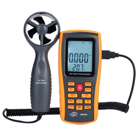 Anémomètre numérique pour mesurer la vitesse du vent avec écran LCD à 2,6 pouces BENETECH GM8902, GM8902