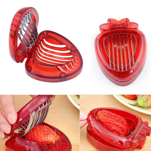 Coltello da frutta per affettare fragole en plastique pour ustensiles de cuisine de 2 pièces avec lama en acciaio inossidabile, Strawberry Slicer