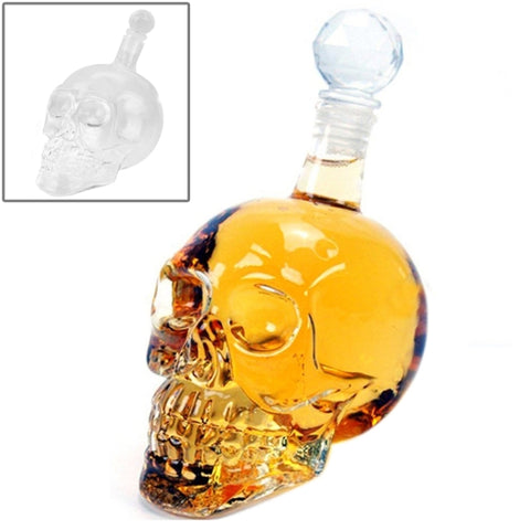 Bottiglia con teschio in vetro cristallo pour vodka, whisky, liqueur alla birra, vino rosso et autres boissons, 1000ML