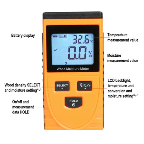 Misurateur numérique d'humidité du bois GM630 avec écran LCD