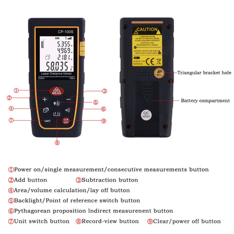 Misuratore di distance laser portable digitale CP-100S, distance di distance massima: 100 m, 100m