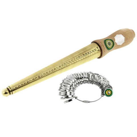 Manico in legno, metallo, rame, misuratore per anelli, mandrino, per dimensionare le dita, misura HK: 1-33, A