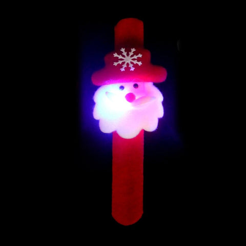 Polsino en style Babbo Natale avec luce flash Joyeux Noël Slap Pat Circle, Flannel Light Santa Claus