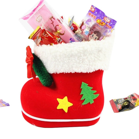 Sac pour caramel avec motif Babbo Natale, décoration de naissance, calza floccata, dimensions : 13 cm x 10 cm x 7 cm, taille : 13 cm x 10 cm x 7 cm.