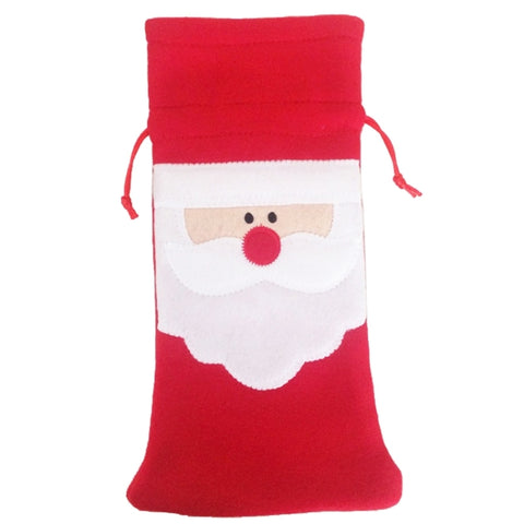 Sac pour bouteilles de vin en peluche avec décoration pour la table de Noël avec motif Babbo Natale pour 3 personnes, motif Père Noël 2