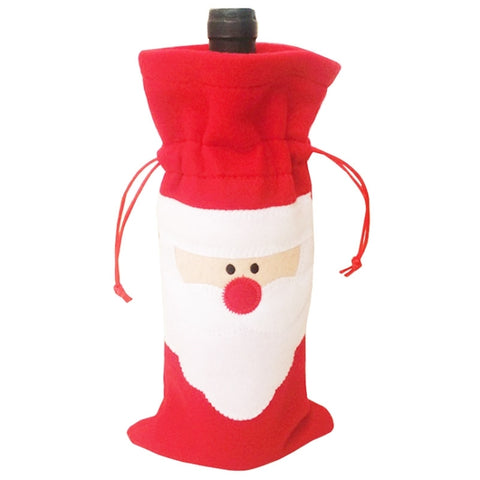 Sac pour bouteilles de vin en peluche avec décoration pour la table de Noël avec motif Babbo Natale pour 3 personnes, motif Père Noël 2