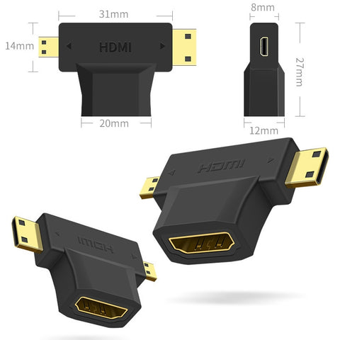 adattatore-hdmi-femmina-3-in-1-a-mini-e-micro-hdmi-maschio - immagine 2