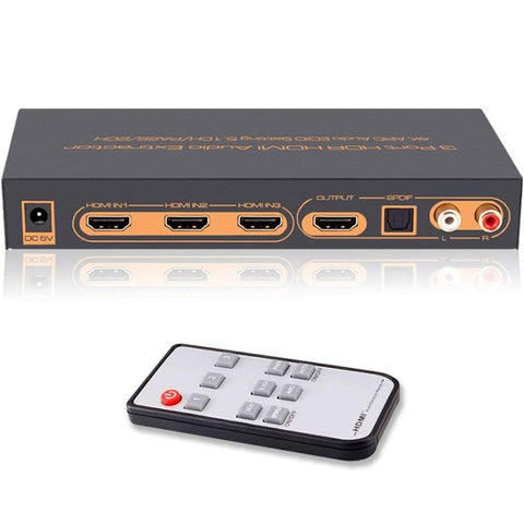 Convertisseur audio HDMI/MHL à 3 portes avec télécommande IR, transmission audio EDID 4K ARC 5.1 canaux / PASS / 2 canaux, réglage EDID audio 4K ARC